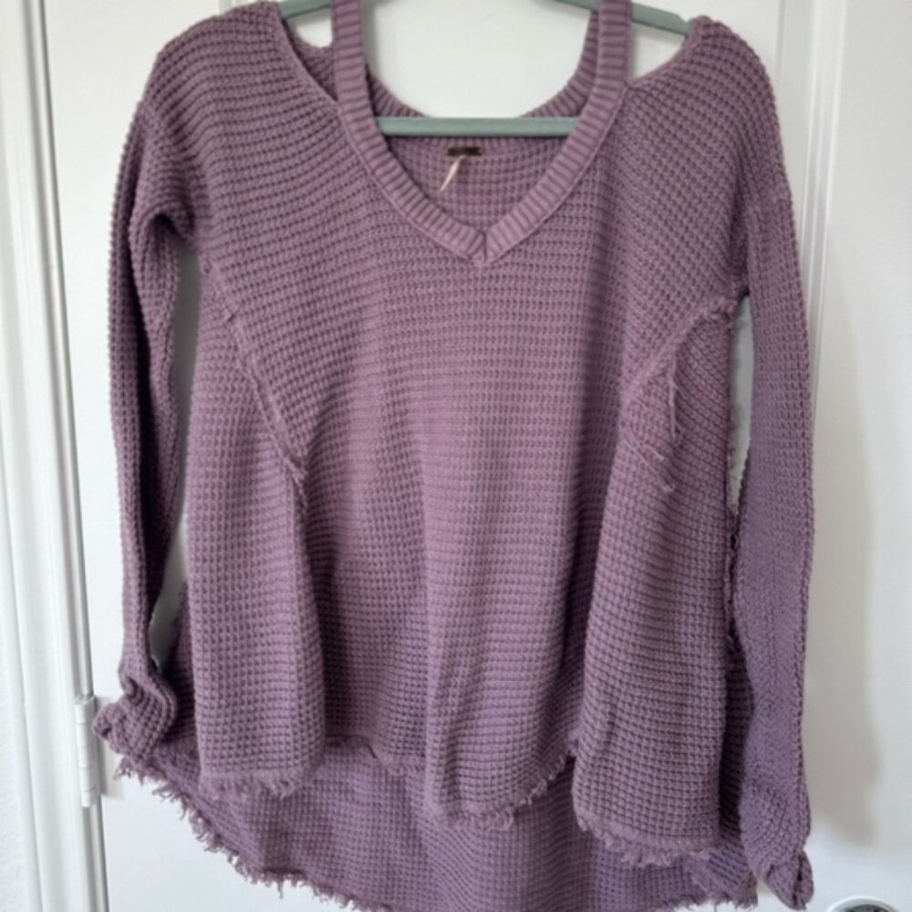 Free People V-Neck Waffle Knit Sweater
